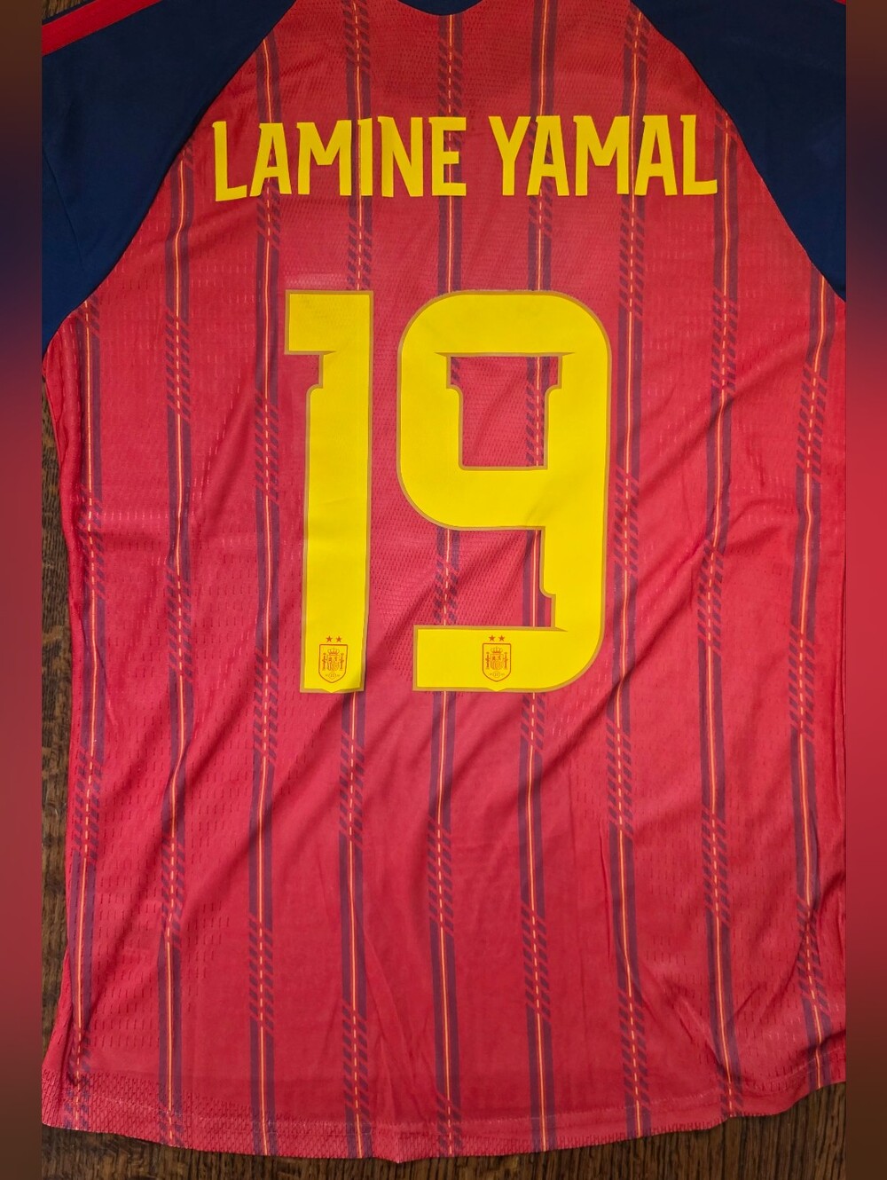 Lamine Yamal #19 Red and Yellow Soccer Jersey PLAYER VERSIOB
